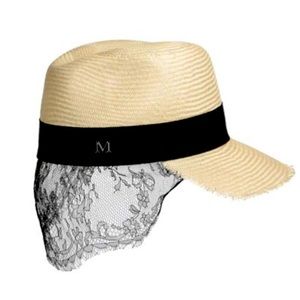 MAISON MICHEL x Karl Lagerfeld Special veiled straw cap L Kylie Jenner Model